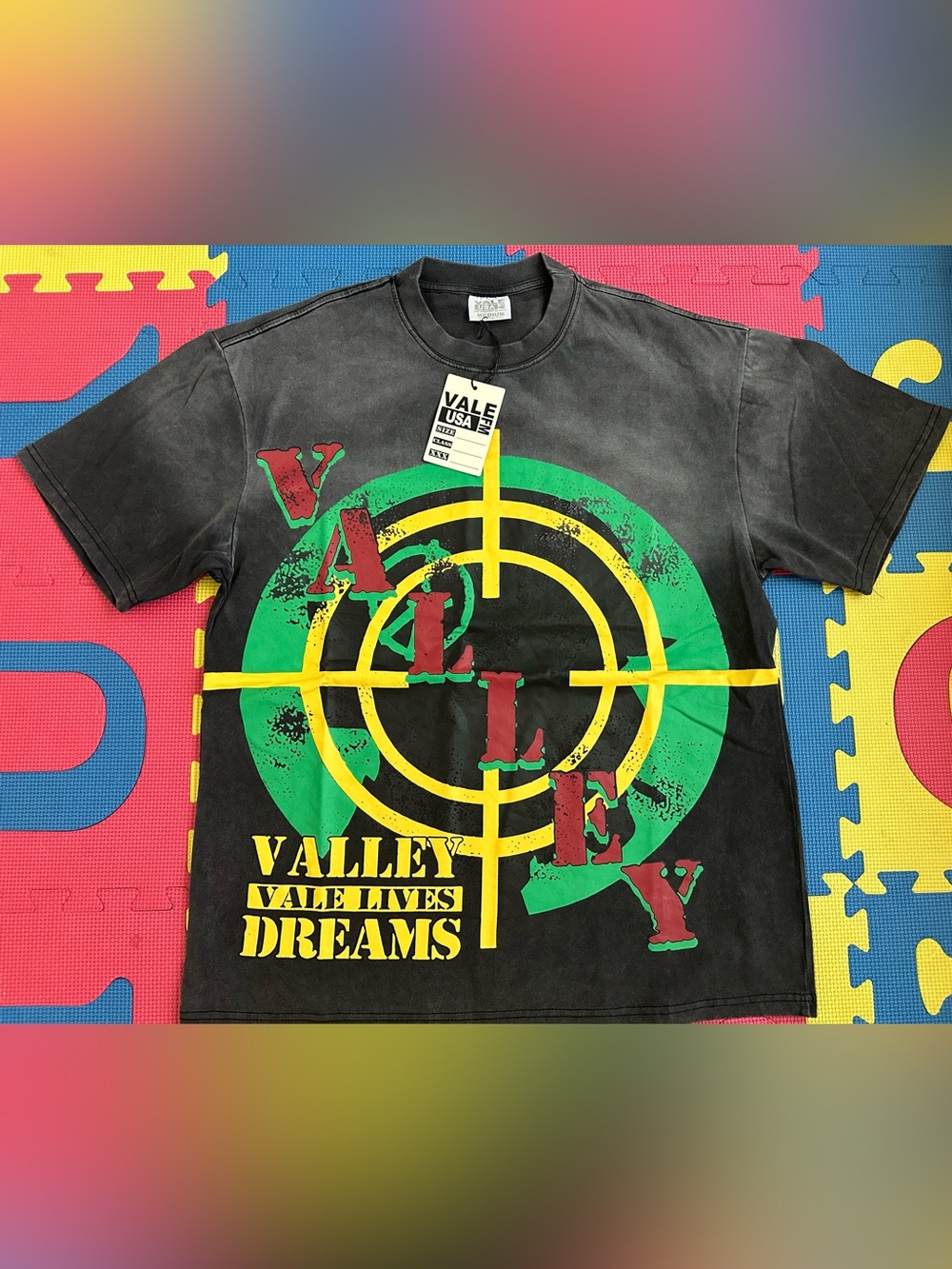 Valley Dreams Graphic Short Sleeve Tee - Black/Green/Yellow/Red
